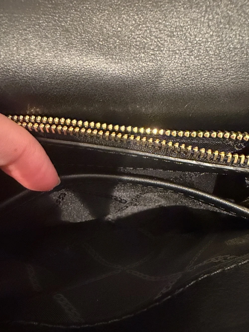 Michael Kors Black Quilted Crossbody with Gold Chain and Floral Medallion - Picture 5 of 10